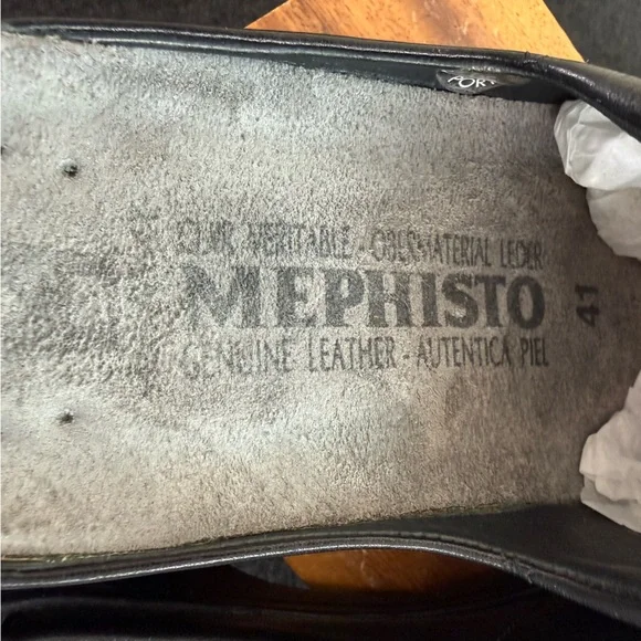 Mephisto Satty Clog Black Slip On Full Grain Leather Wedge Mules Size 41 - Picture 10 of 15